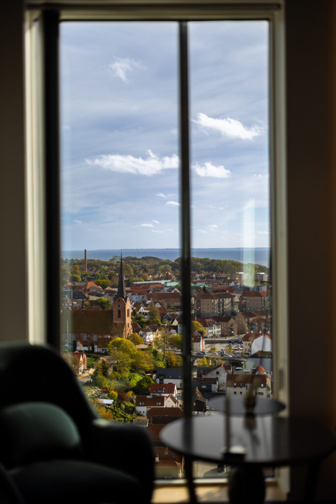 View of Sønderborg old town and church tower from Alsik Hotel